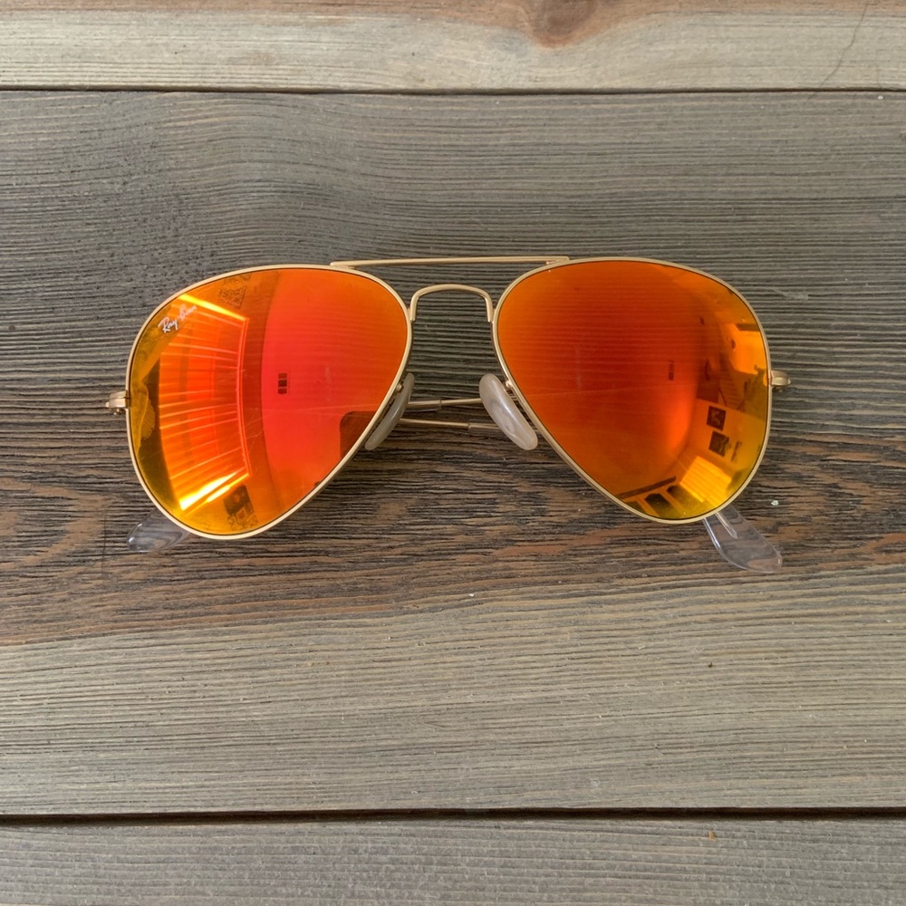 Ray Ban Aviator Sunglasses - Orange Flash